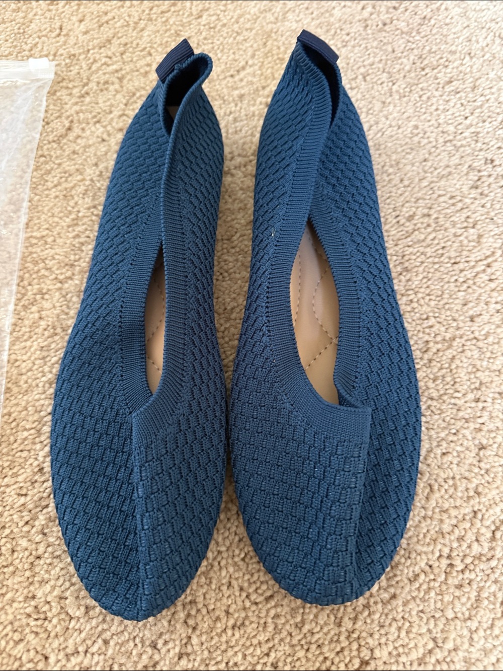SHEIN Navy Knit Slip-On Ballet Flats